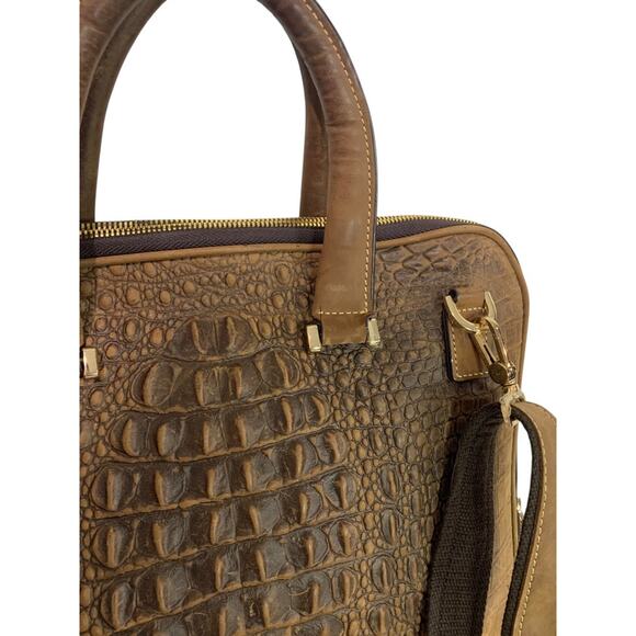 Quintessential Crocodile Style Genuine Leather Bag Briefcase Brown - Picture 4 of 13